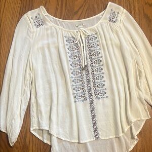 Cross-stitched peasant blouse long sleeve